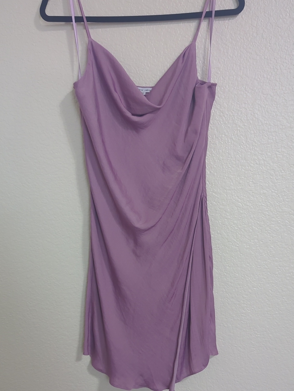 Naked Zebra Lavender Cowl Neck Mini Slip Dress